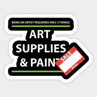 art supplies and pain Sticker